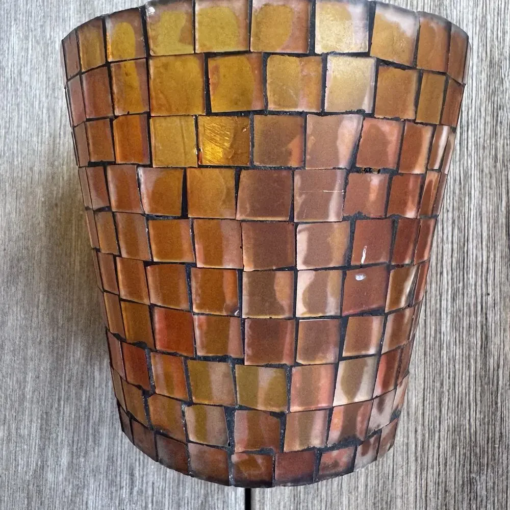 Harvest Mosaic Gold Brown Votive Candle Holder Whimsygoth 90s Decor